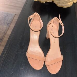 Stuart Weitzman Women's Nude Suede block Heels